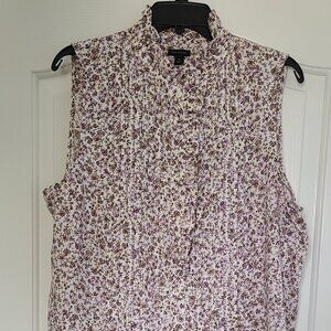 Ann Taylor Ruffle Pintucked Popover Shell, XL